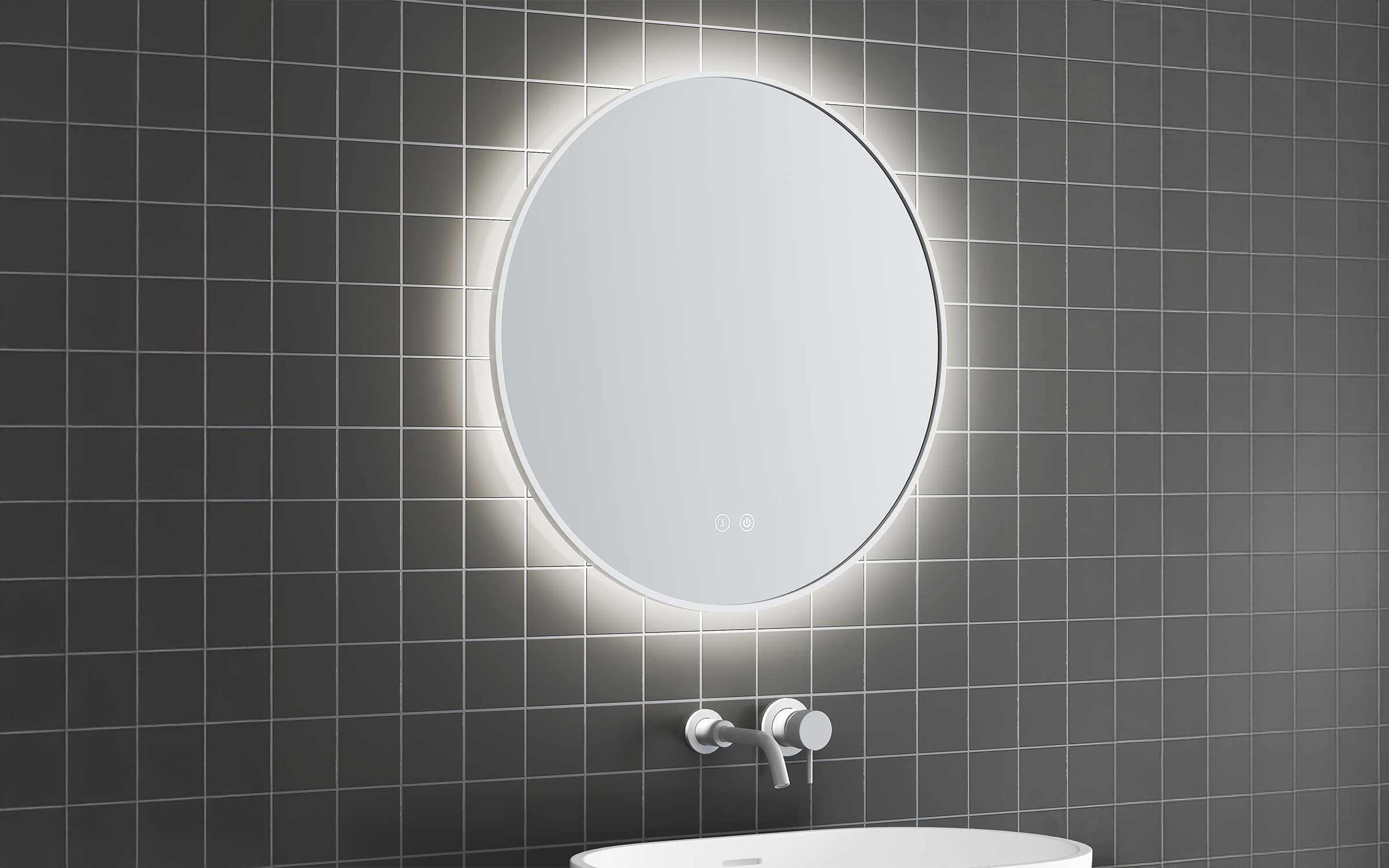 1855-60W Огледало за бања со LED осветлување, 60/60 см  2