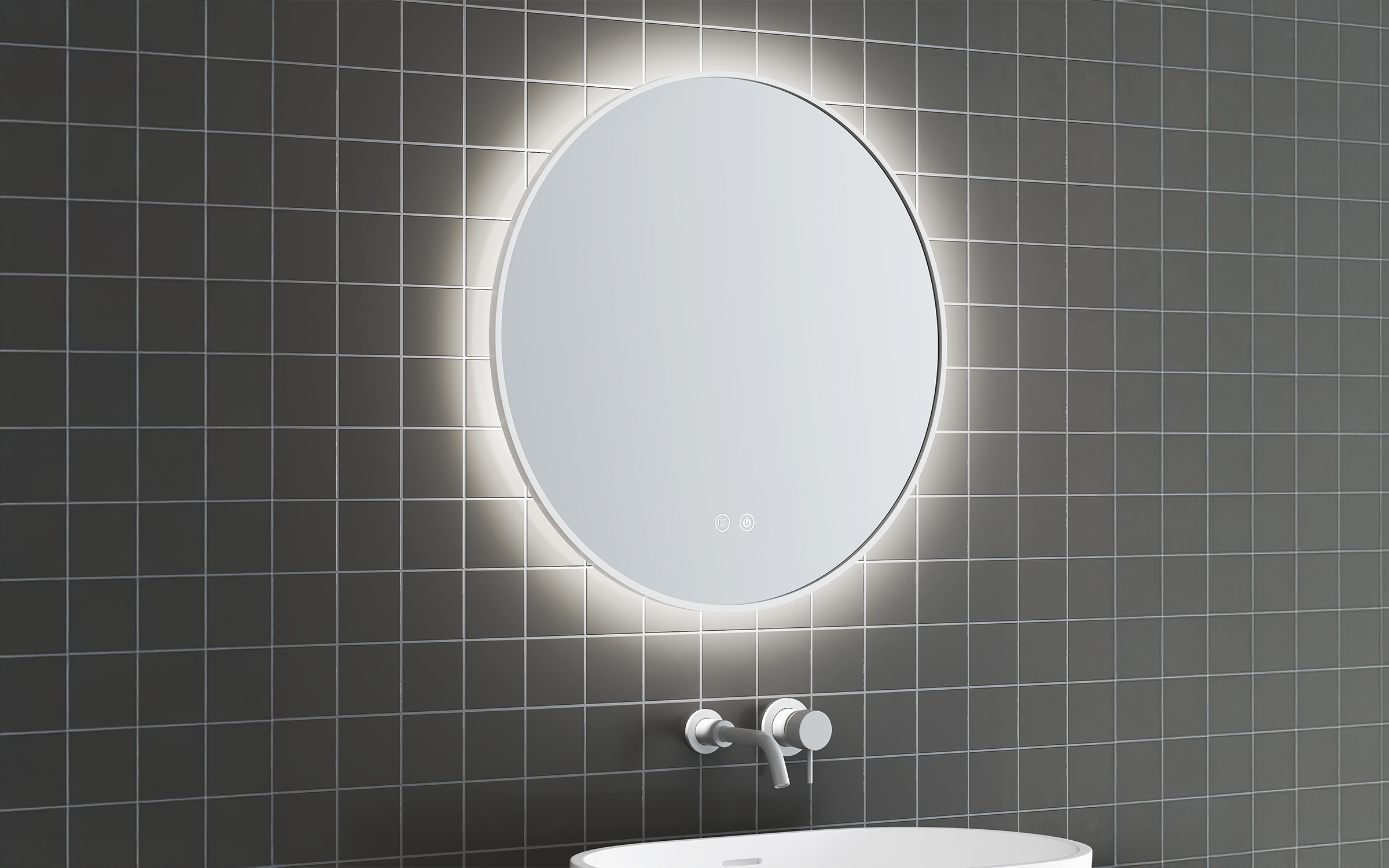 1855-80W Огледало за бања со LED осветлување, 80/80 см  2
