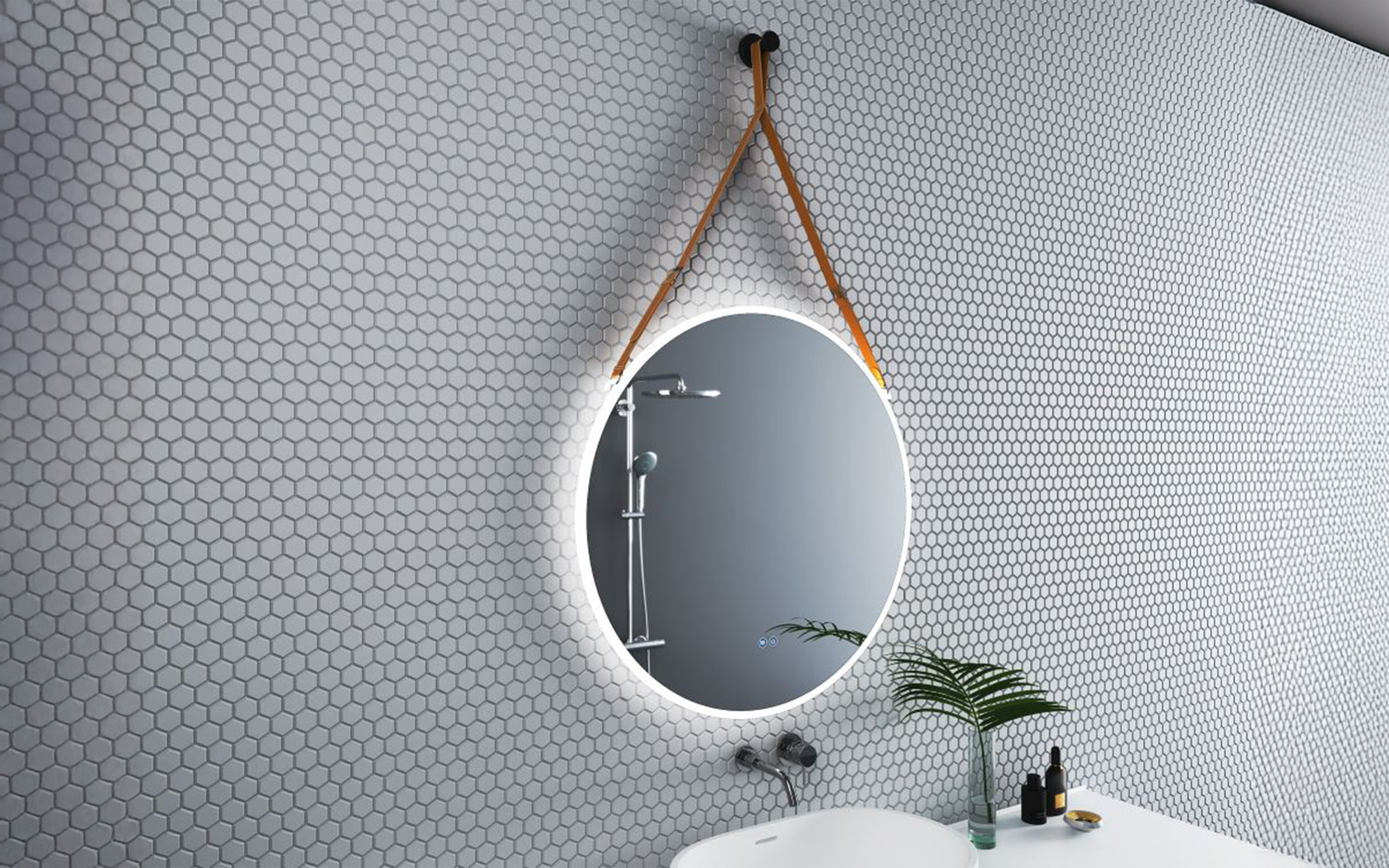 1909LB Огледало за бања со LED осветлување, 80/80 см  2