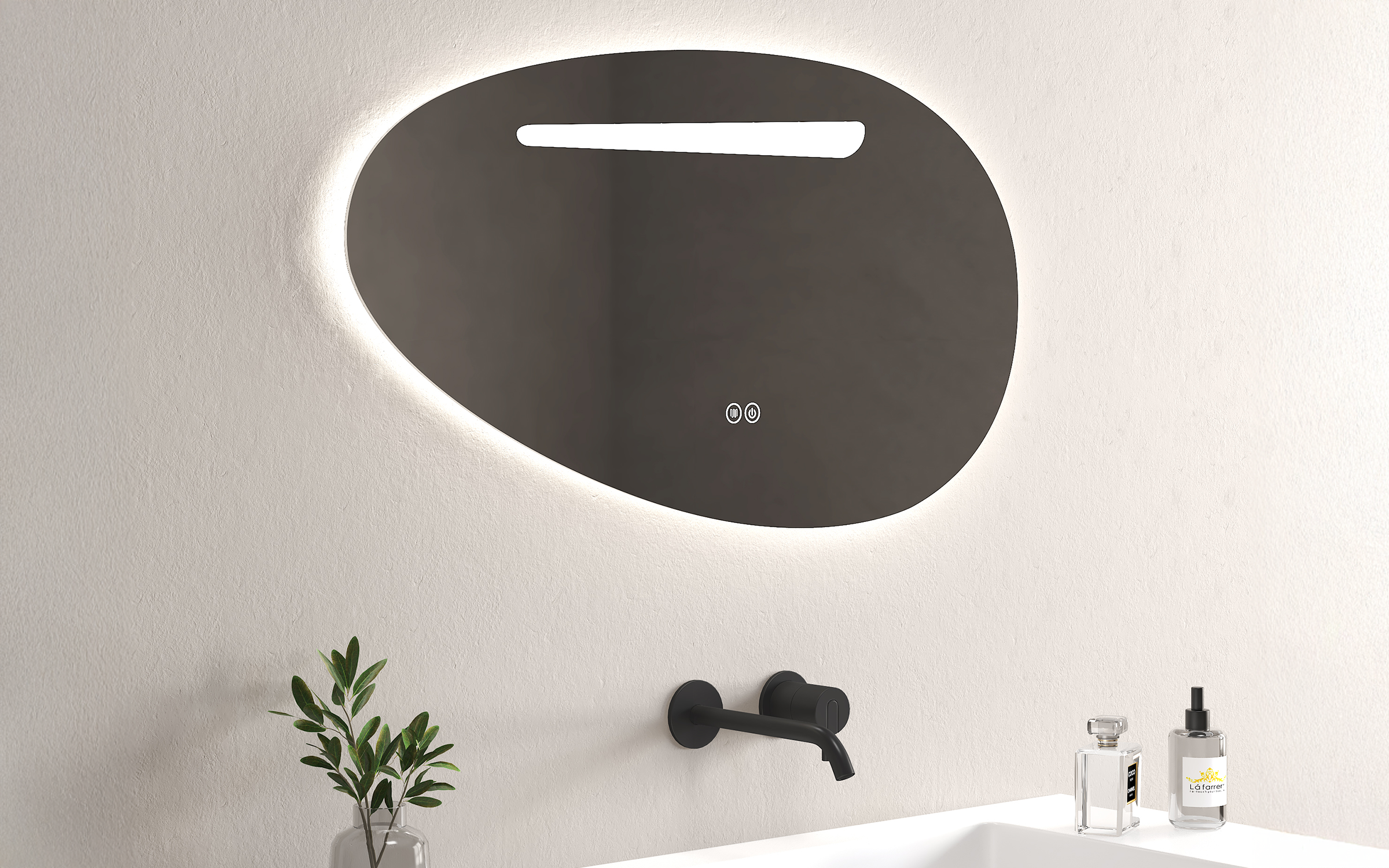 1956 Огледало за бања со LED осветлување, 90/50 см  2