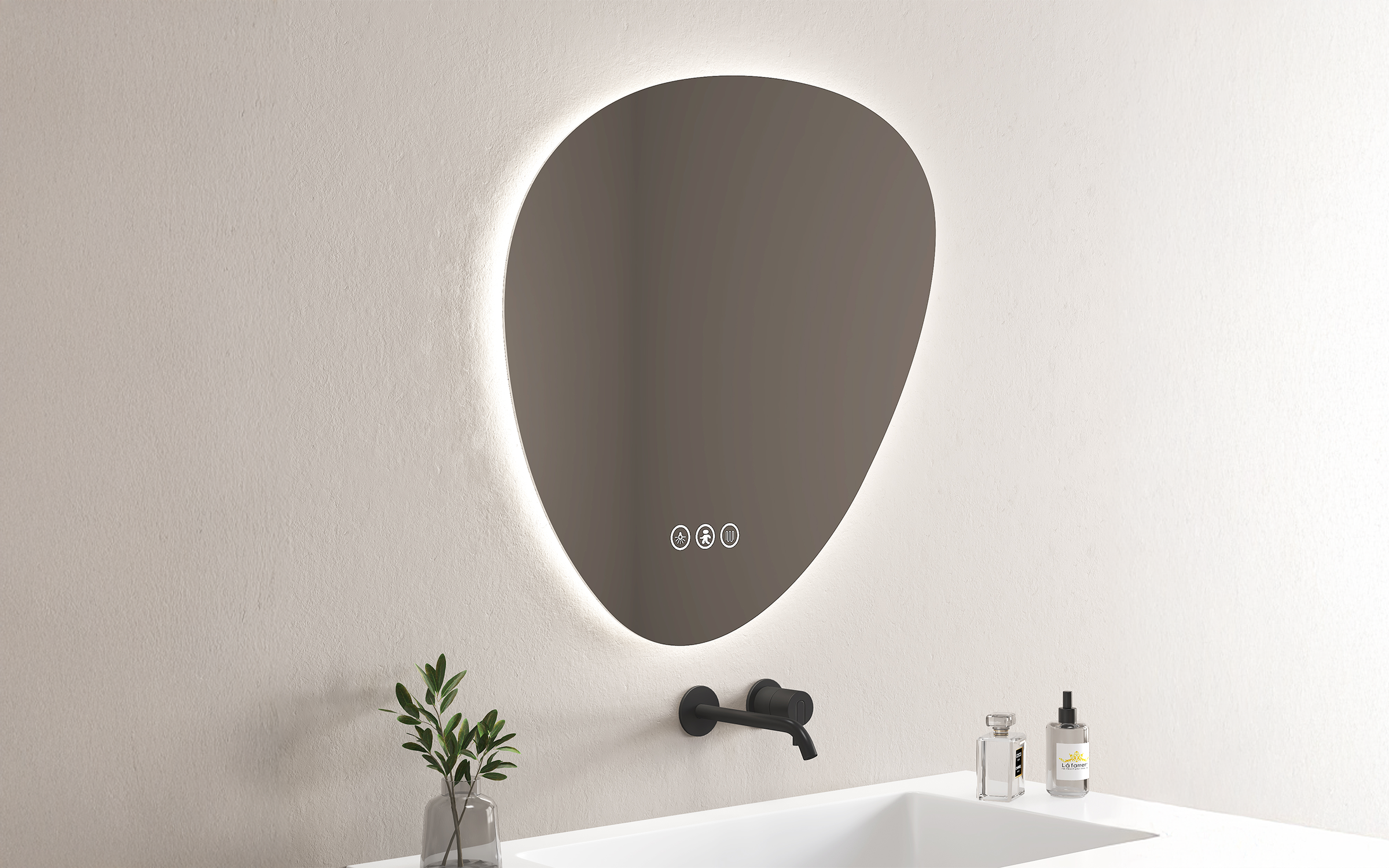 1959 Огледало за бања со LED осветлување, 80/80 см  2