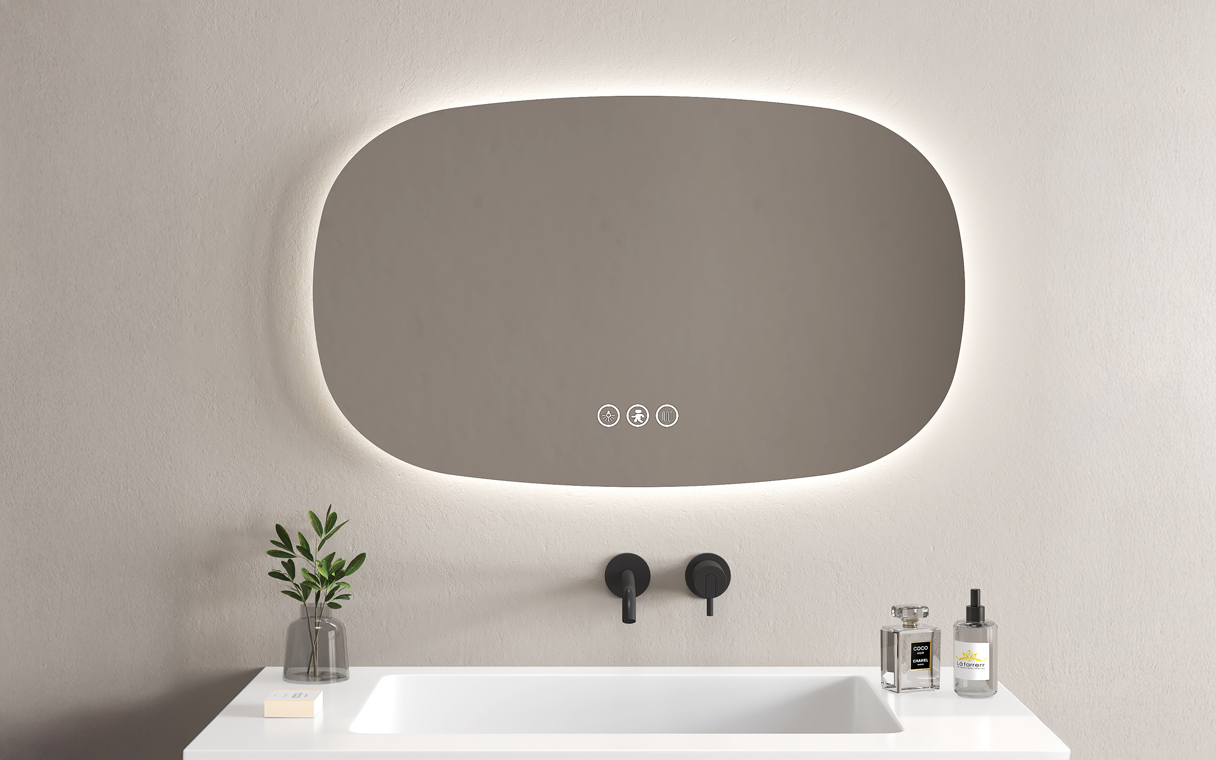 1964 Огледало за бања со LED осветлување, 100/60 см  1