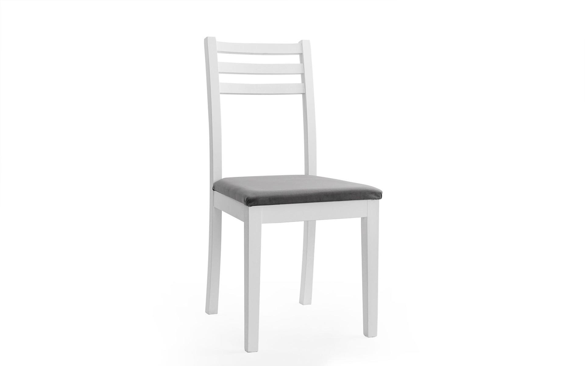 Трпезариски стол Оливер, бела со сиво седиште  3
