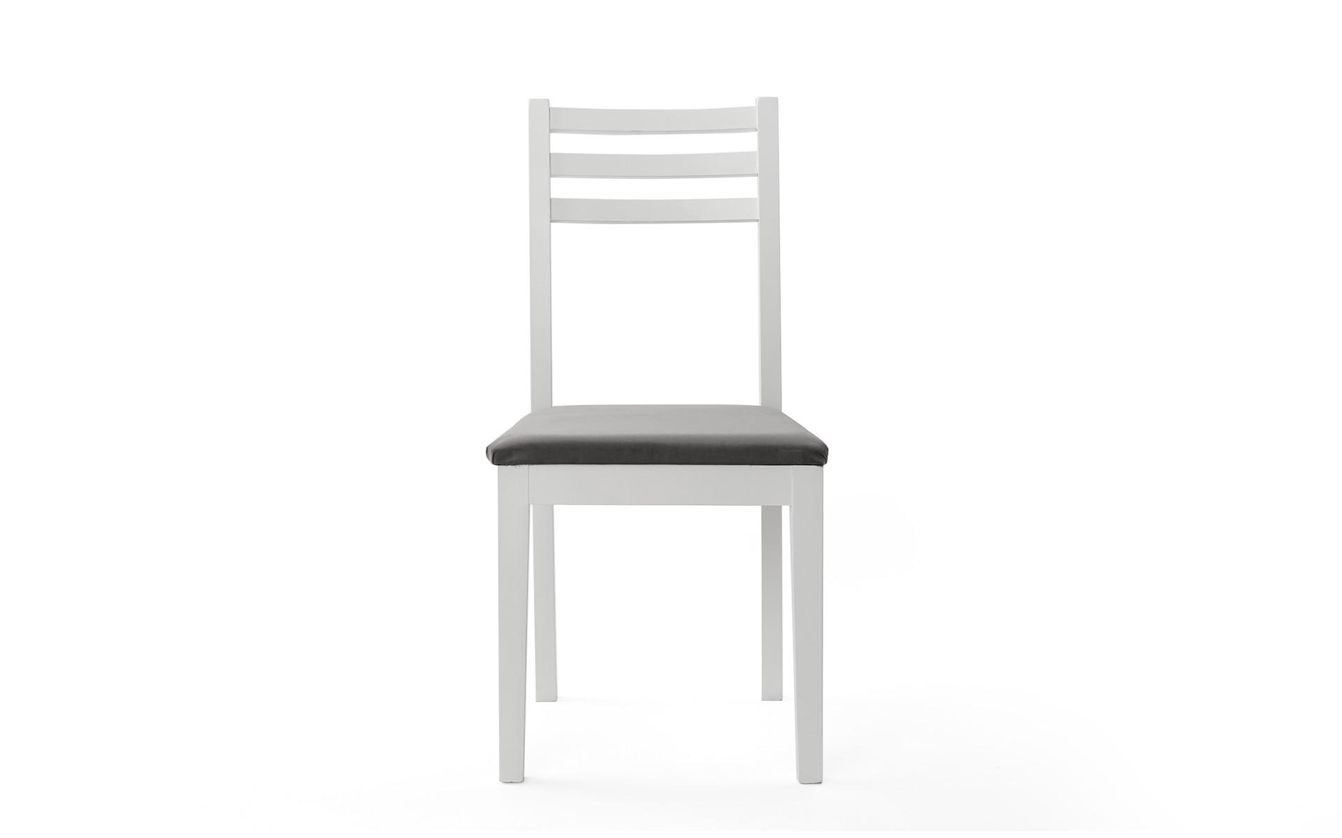 Трпезариски стол Оливер, бела со сиво седиште  6