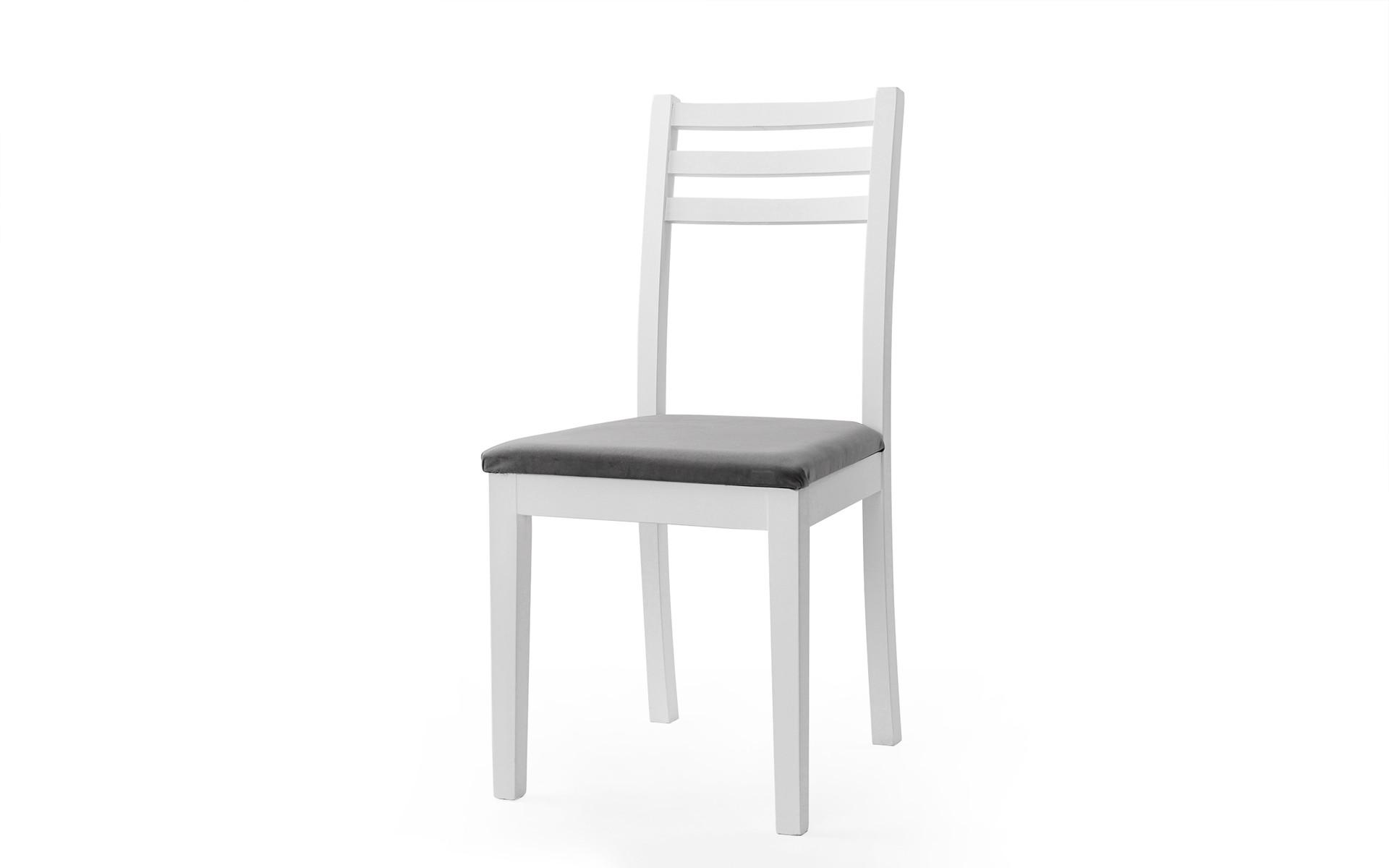 Трпезариски стол Оливер, бела со сиво седиште  1