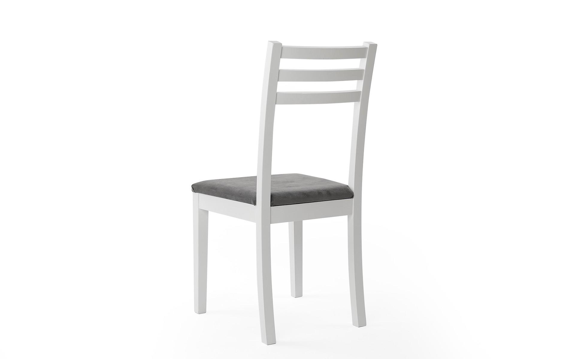 Трпезариски стол Оливер, бела со сиво седиште  7