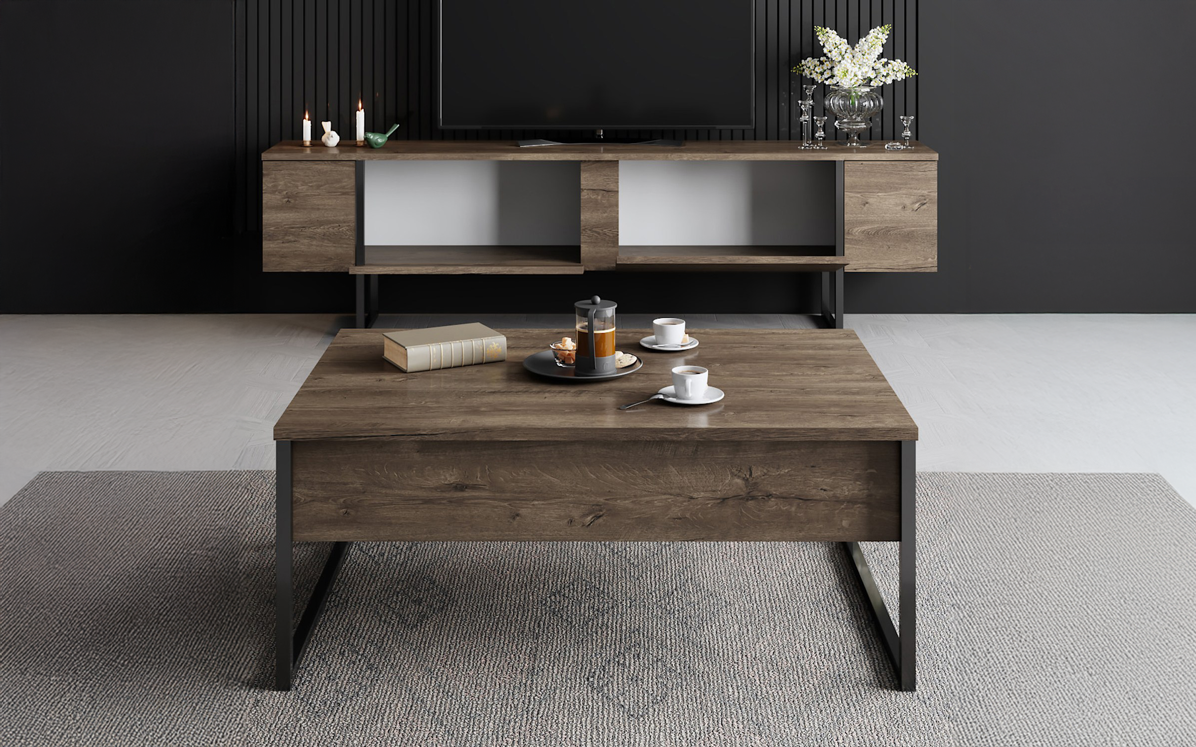 ТВ шкаф Ларсо, орев+црна  5
