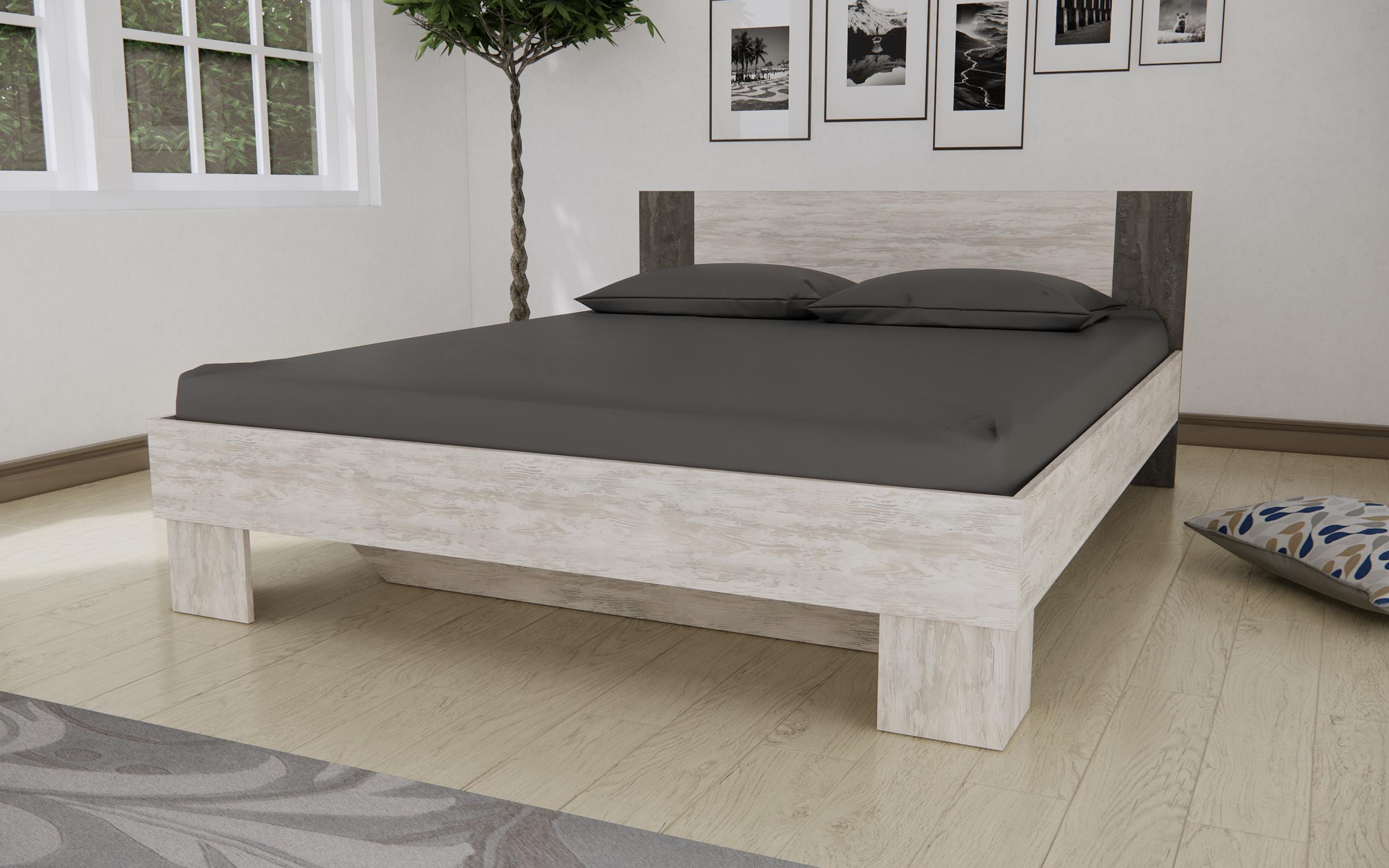 Спална Лидос за душек 160/200, светла artwood + бетон  1