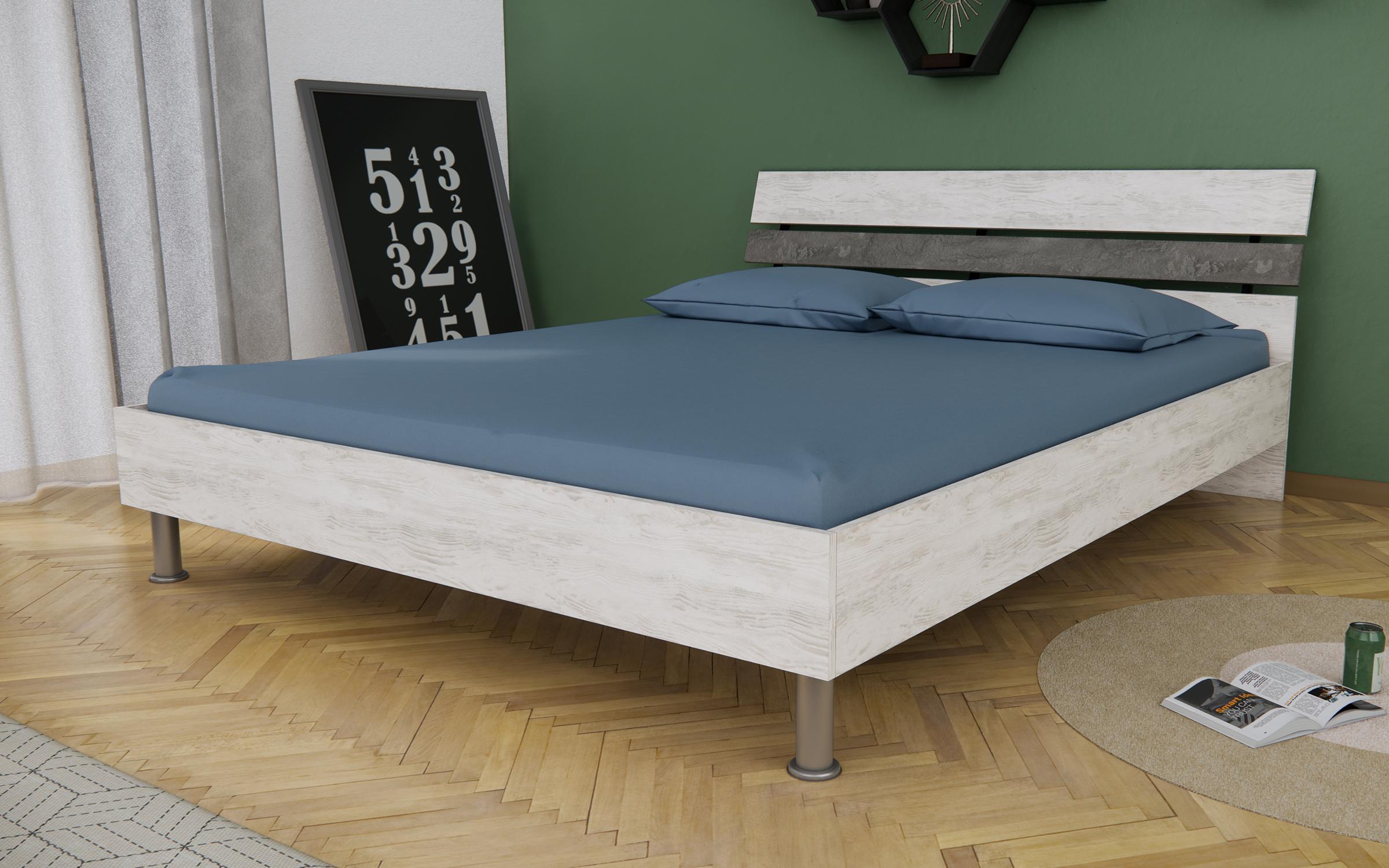 Спална Сиола за душек 160/200, светла artwood + бетон  1