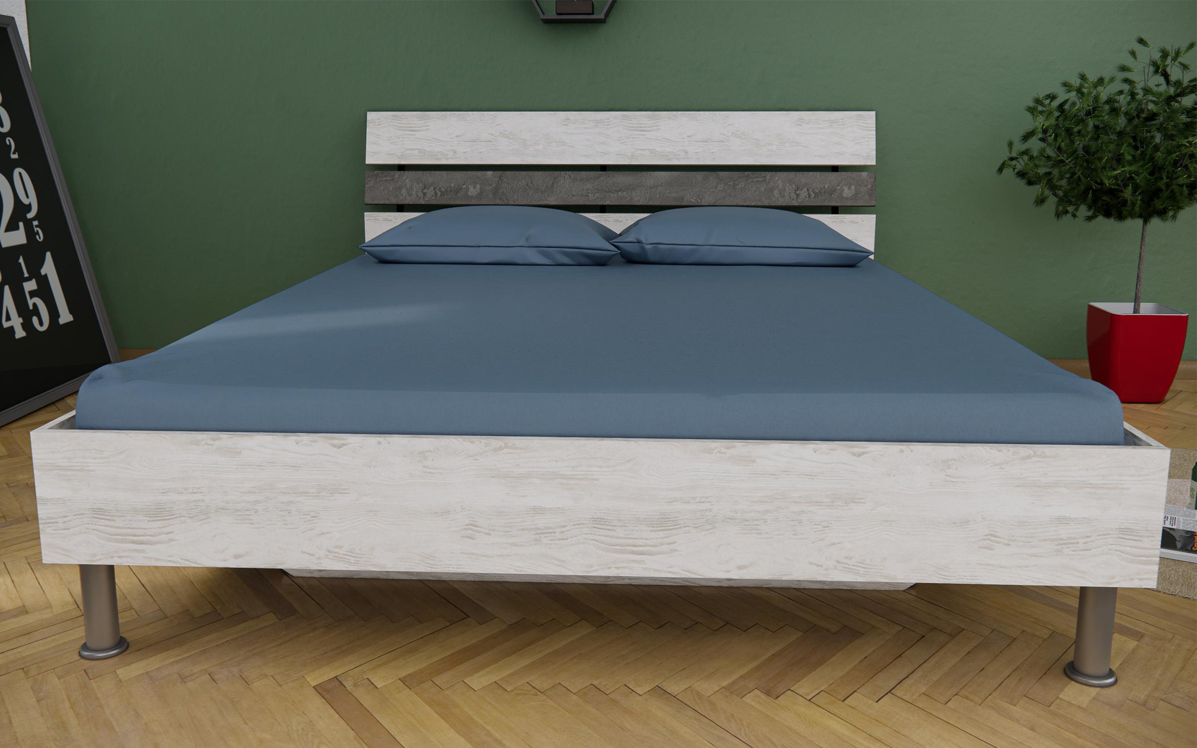 Спална Сиола за душек 160/200, светла artwood + бетон  2
