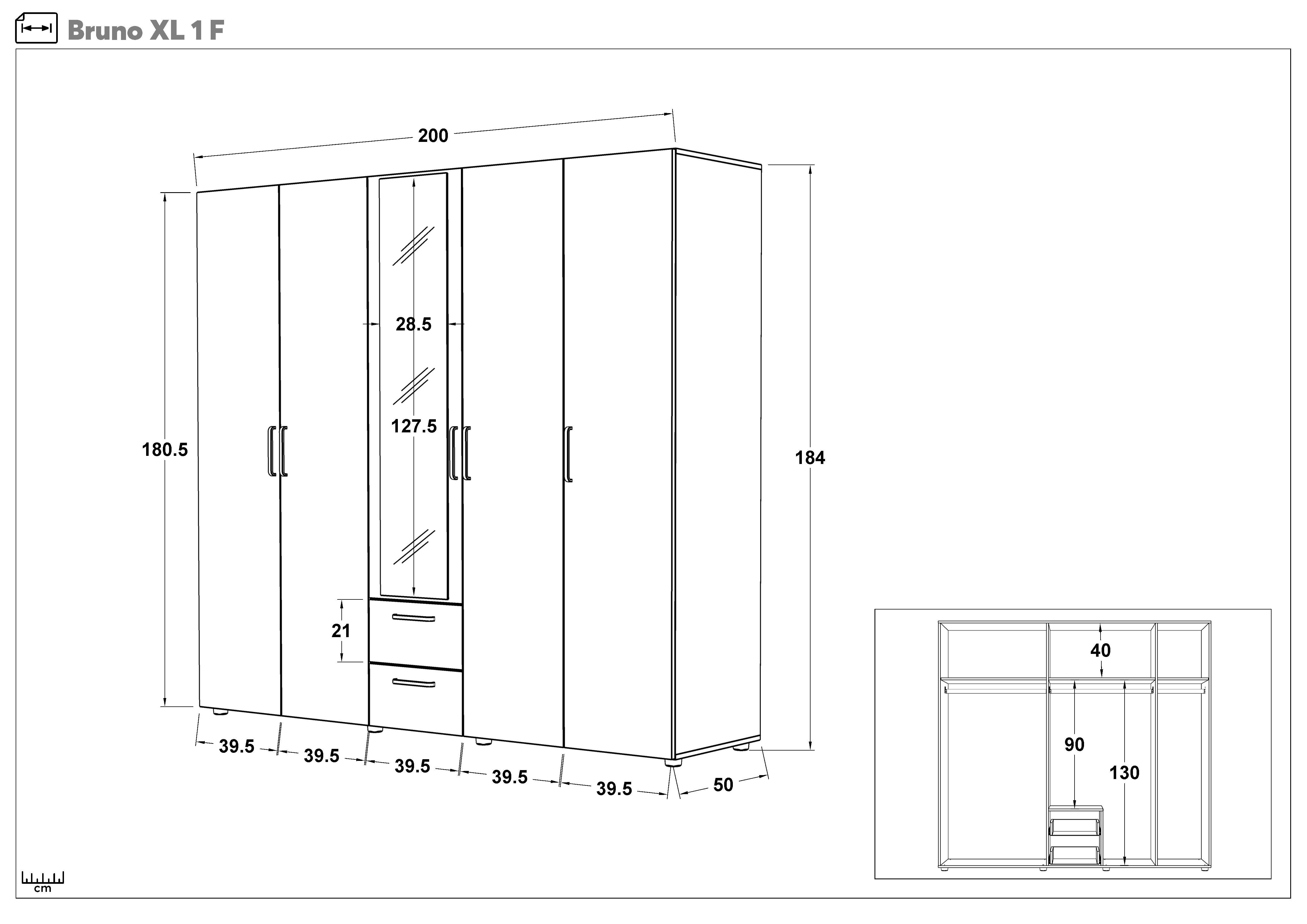 Плакар со лост Бруно XL 1, кашмир + даб Кастело меден  2