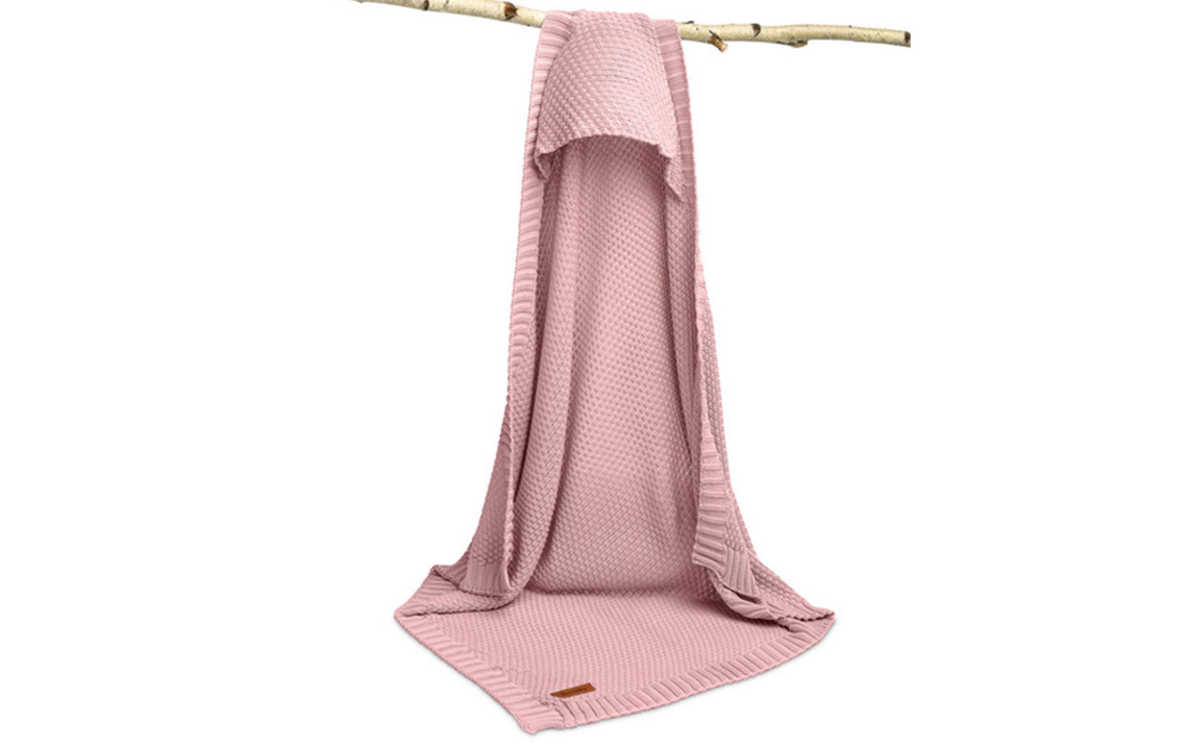 Плетено ќебе, розево, 90/85 см  4