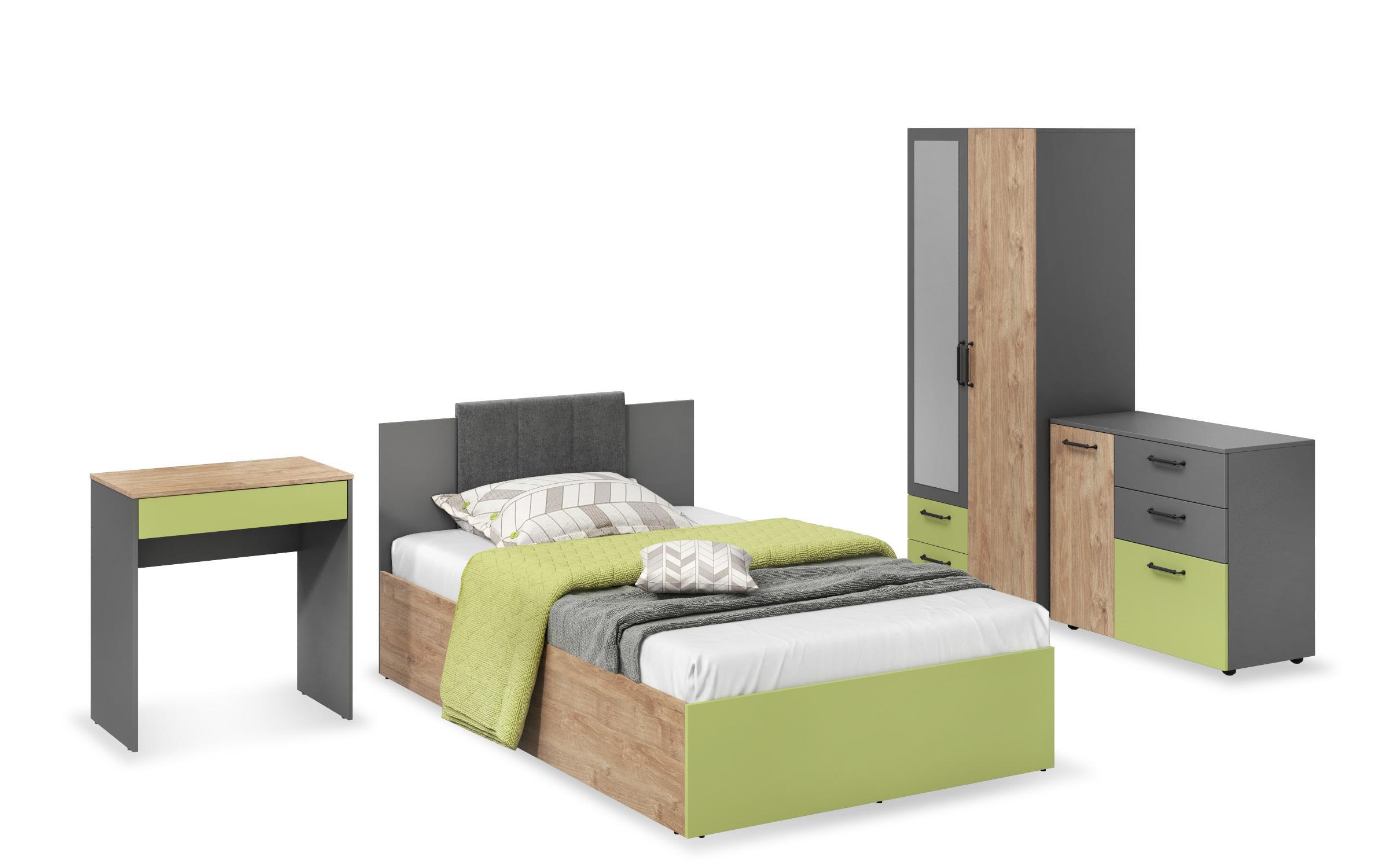 Комплет мебел за детска соба Арго + душек 120/190, зелен океан + златен даб + антрацит мат  7
