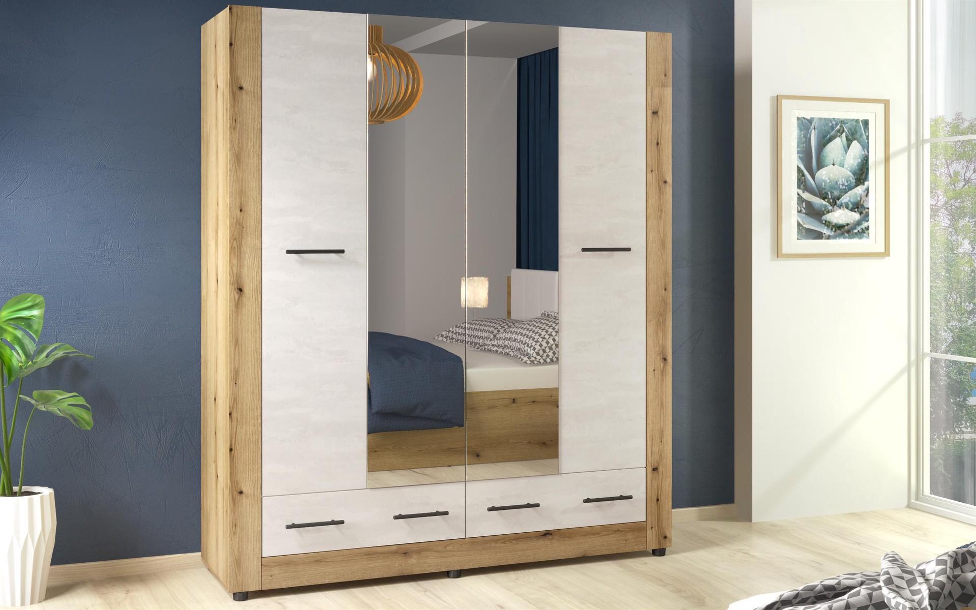 Спален комплет за душек 160/200 + LED Алина, даб евок + Silk  7