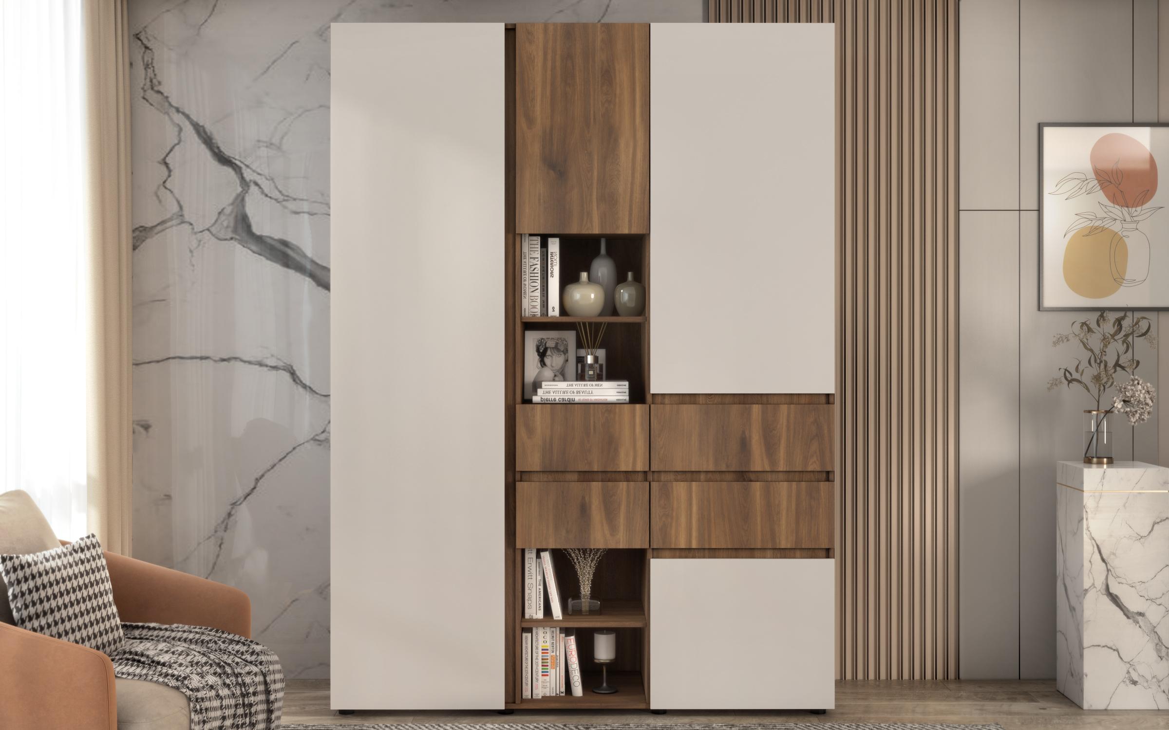 Висок шкаф Нејт XL, даб коњак + кашмир  3