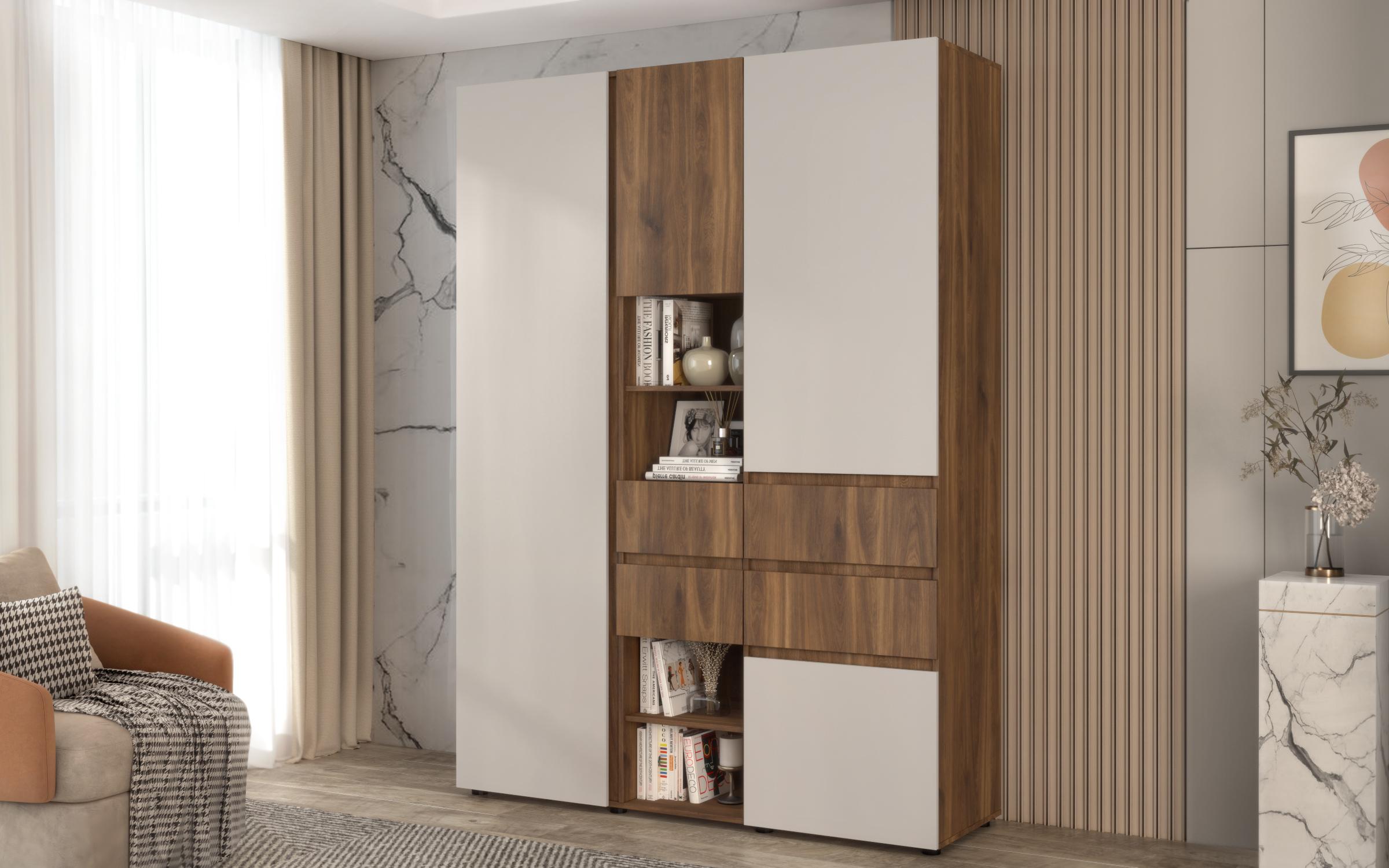 Висок шкаф Нејт XL, даб коњак + кашмир  1