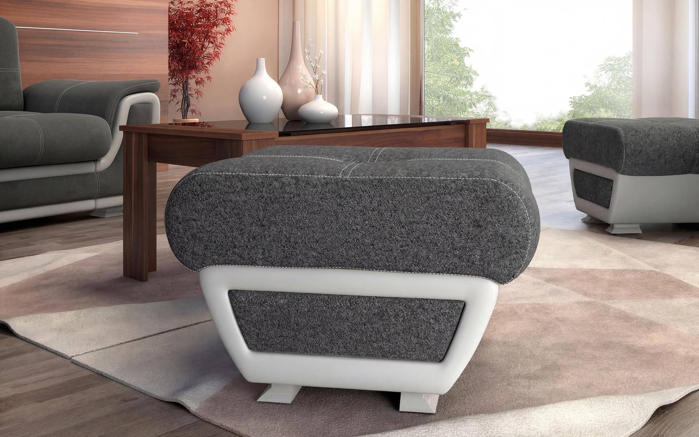 Табуретка Принцес II, сива + бела кожа  1