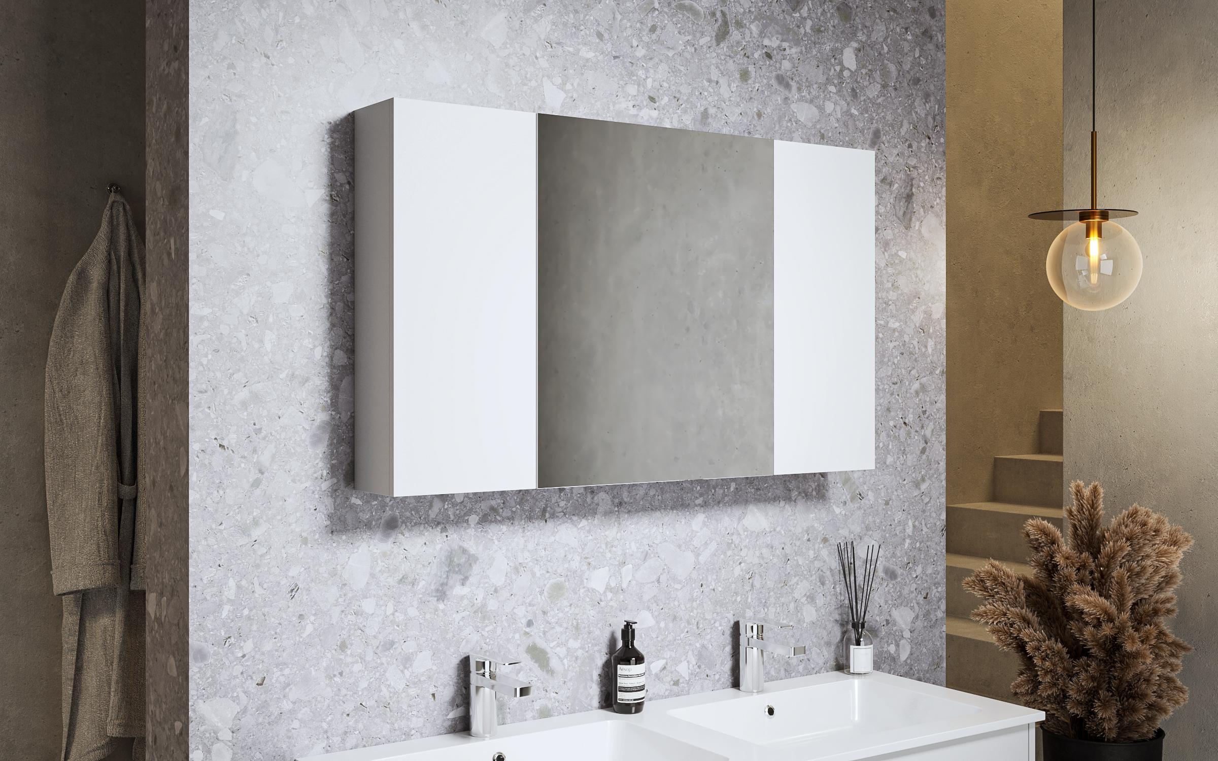 PVC шкаф за бања со огледало, бел  1