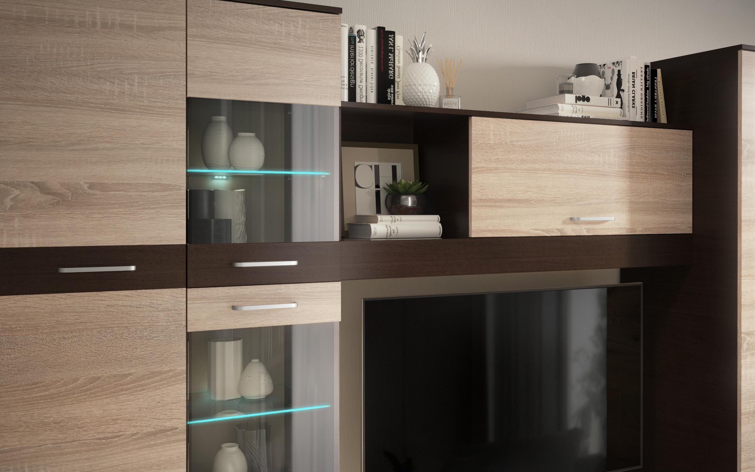 Секција + LED осветлување Капри, венге + даб сонома  5