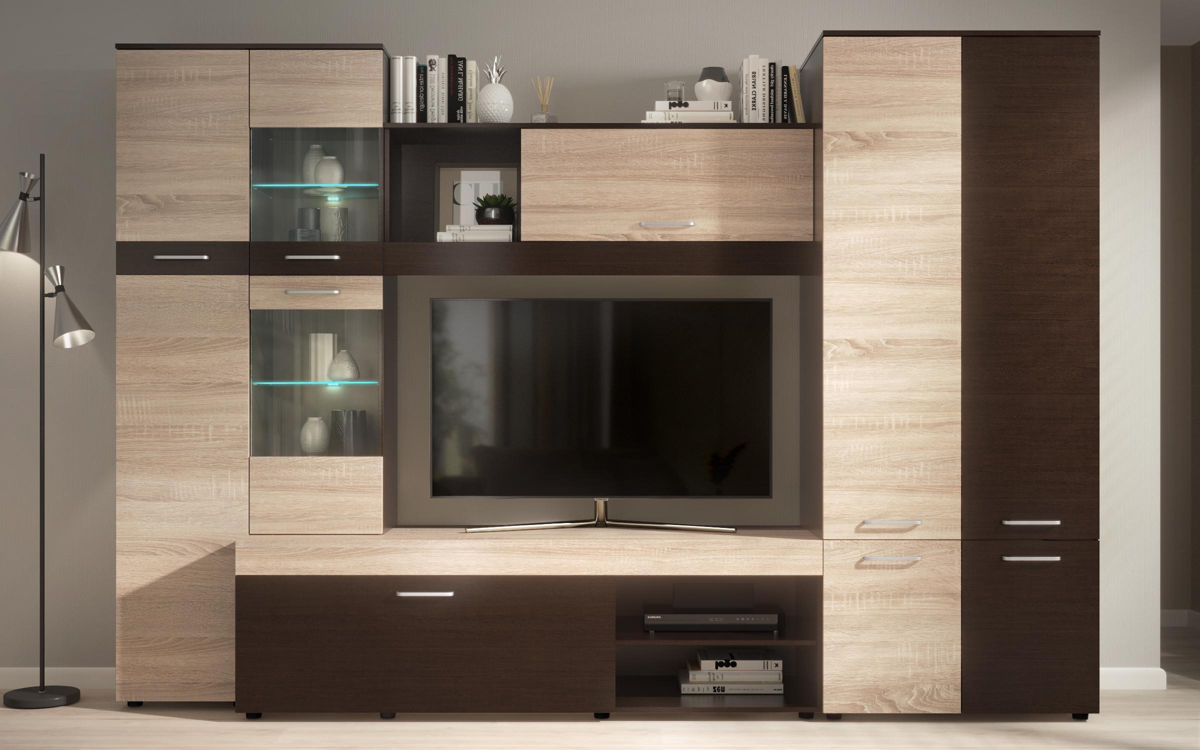 Секција + LED осветлување Капри, венге + даб сонома  3