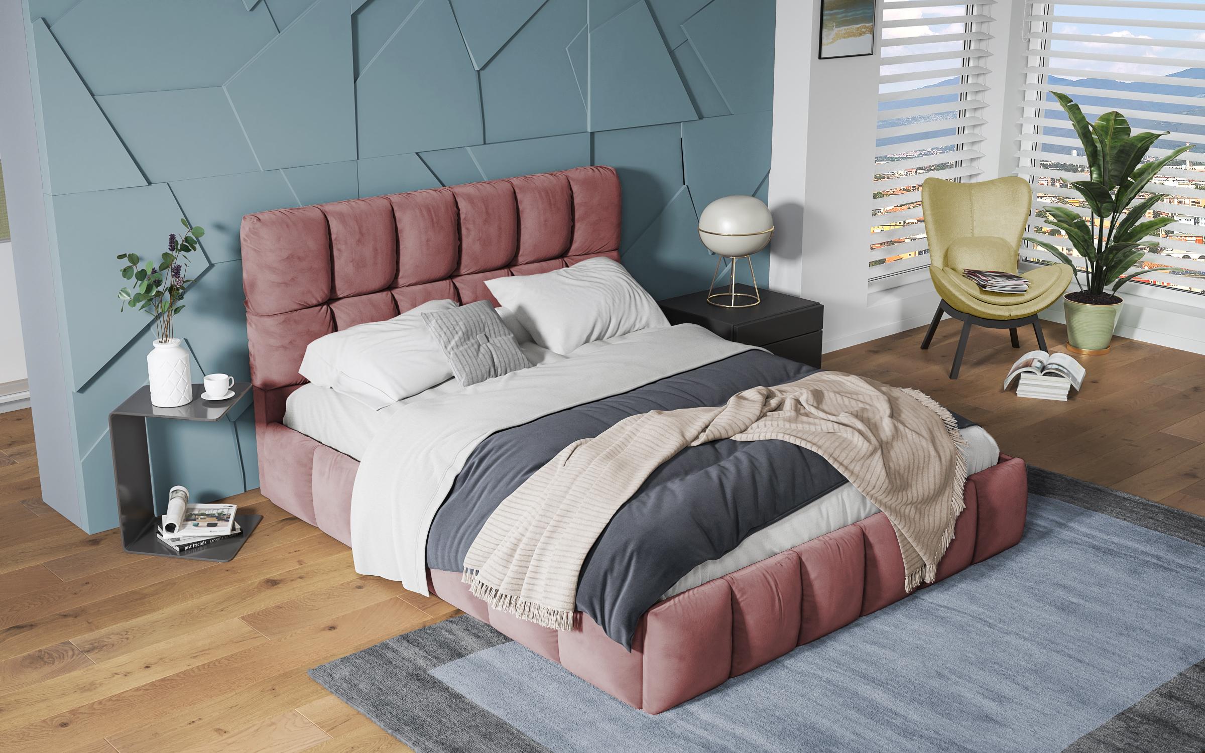 Луксузна спална Фиорела + душек, темно розева  3