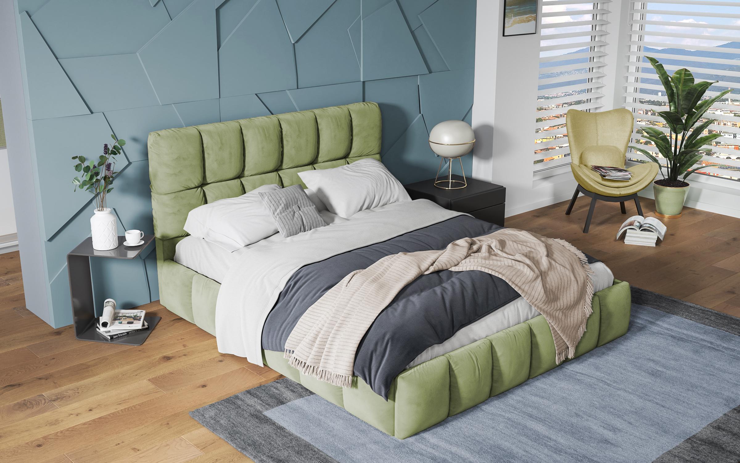 Луксузна спална Фиорела (без вкл. душек), зелена  3