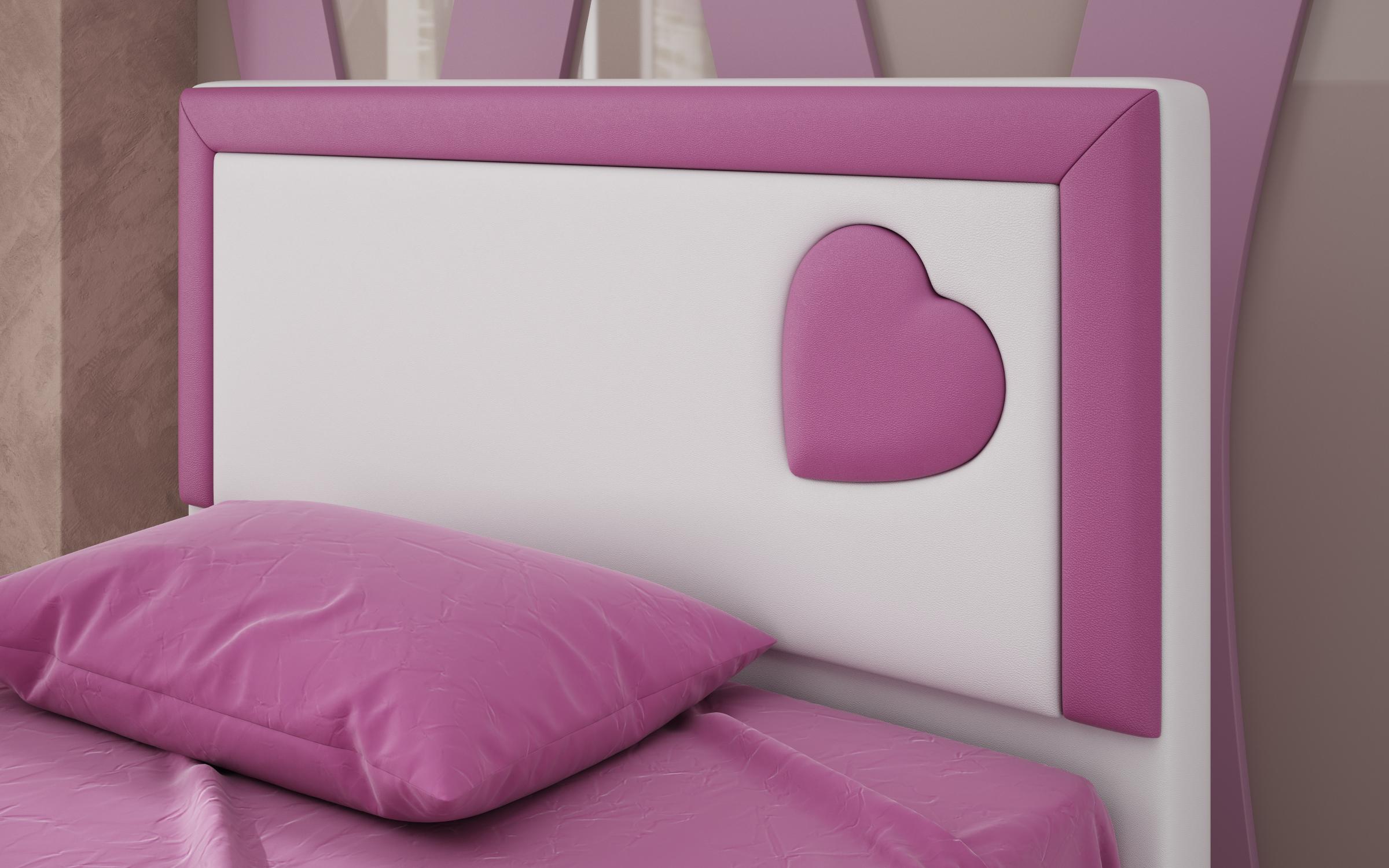 Детски кревет Елза (без вкл. душек), бела + розева кожа  3