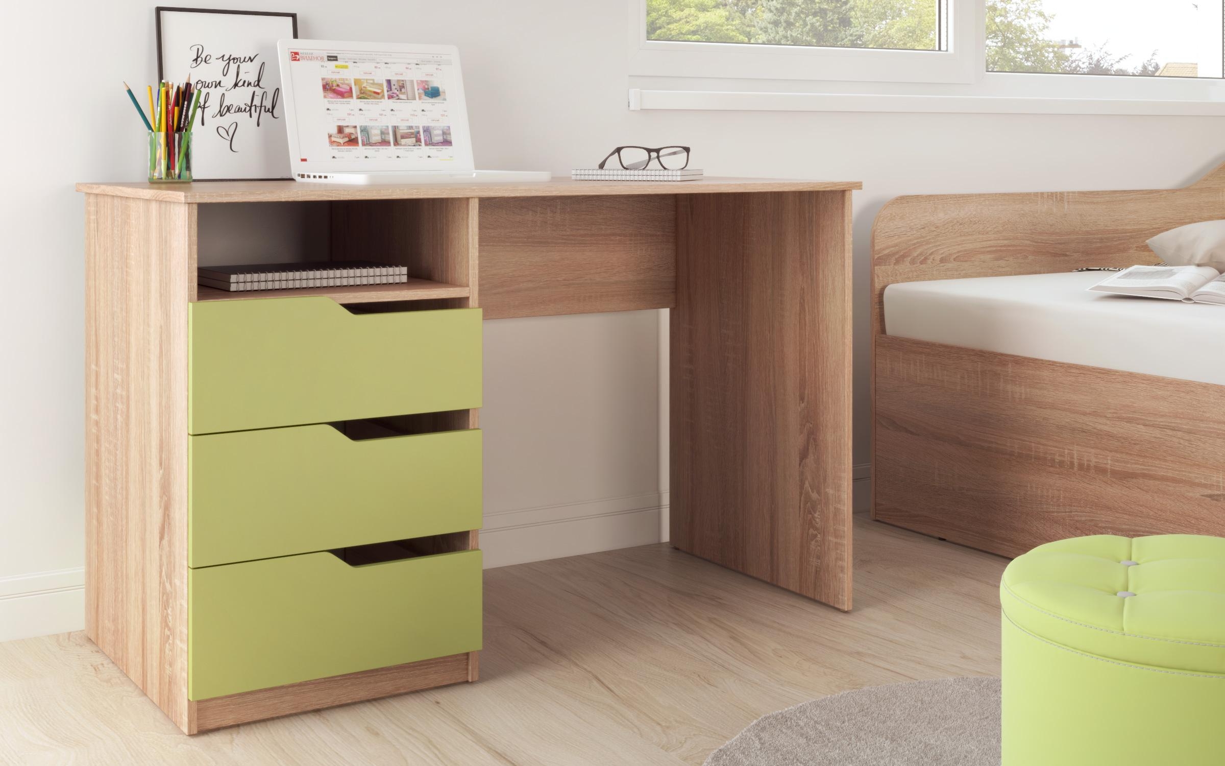 Комплет мебел за детска соба Феликс + душек 90/200, даб сонома + зелен океан  5