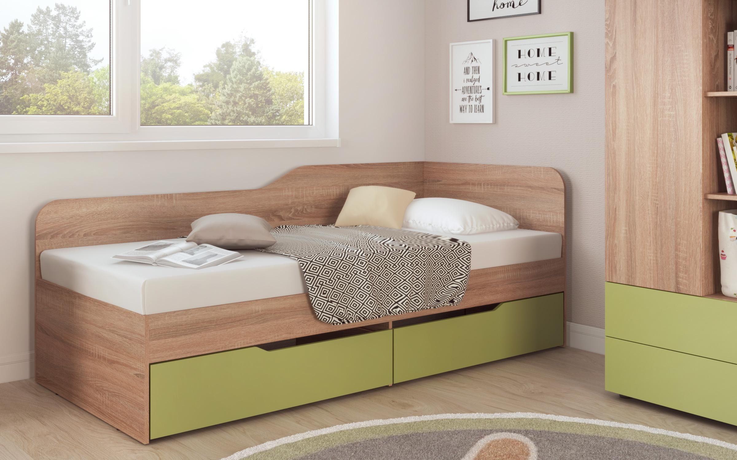 Комплет мебел за детска соба Феликс, даб сонома + зелен океан  3