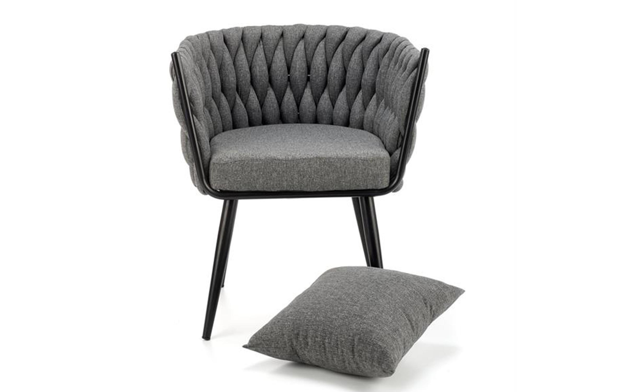 Фотелја - стол Дарен, сива + црна  3