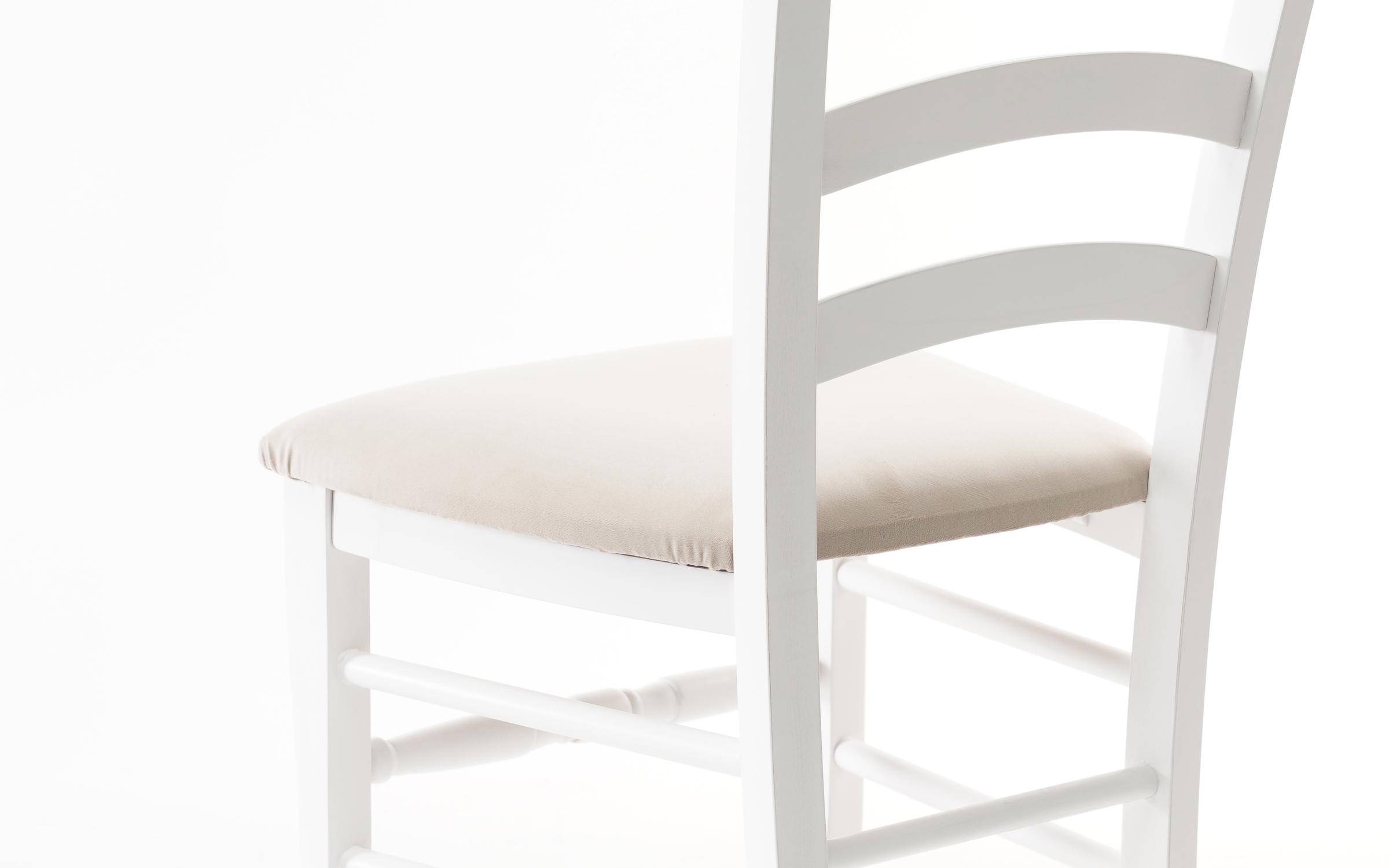 Трпезариски стол Ремон, бел со беж седиште  3