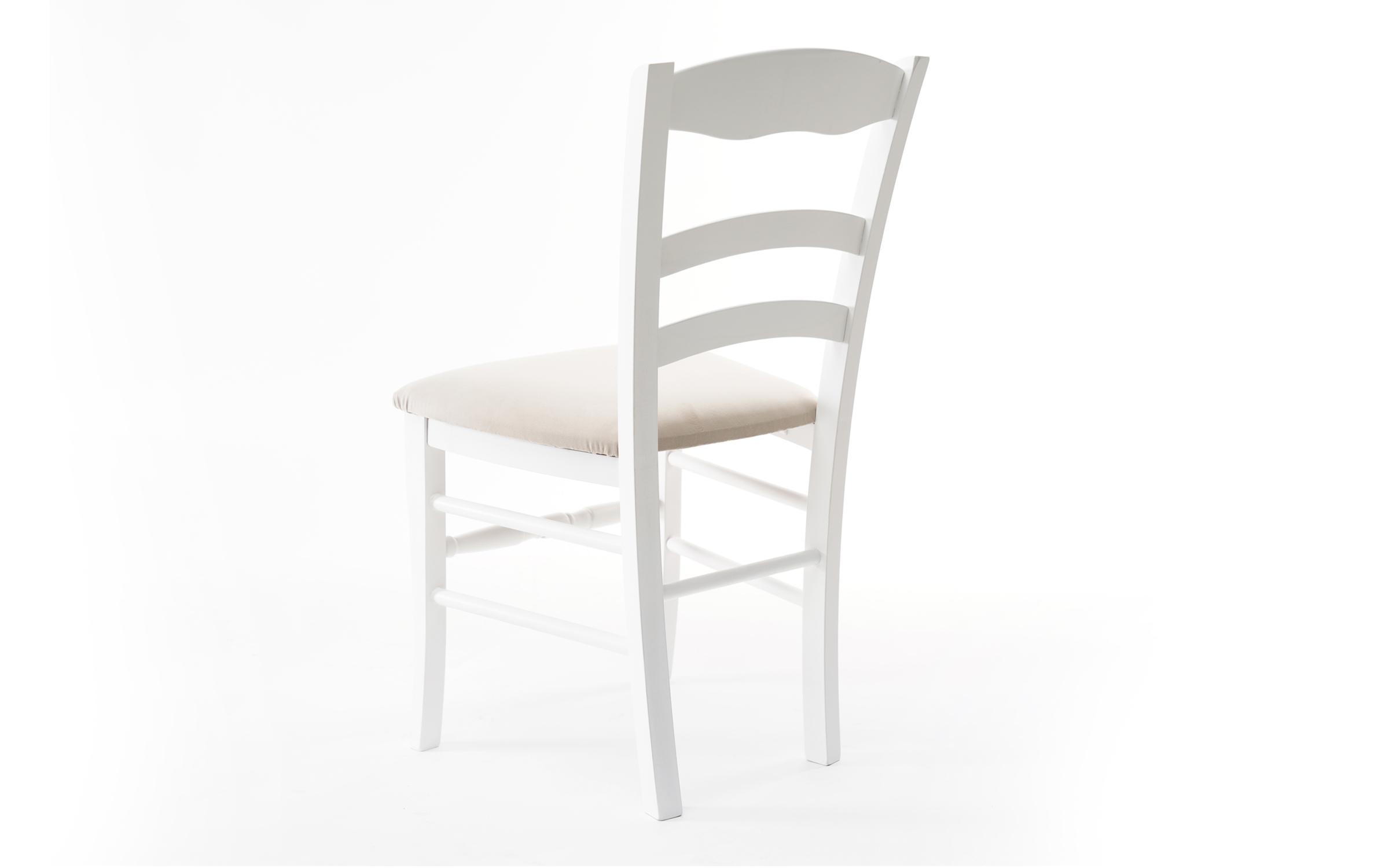 Трпезариски стол Ремон, бел со беж седиште  2