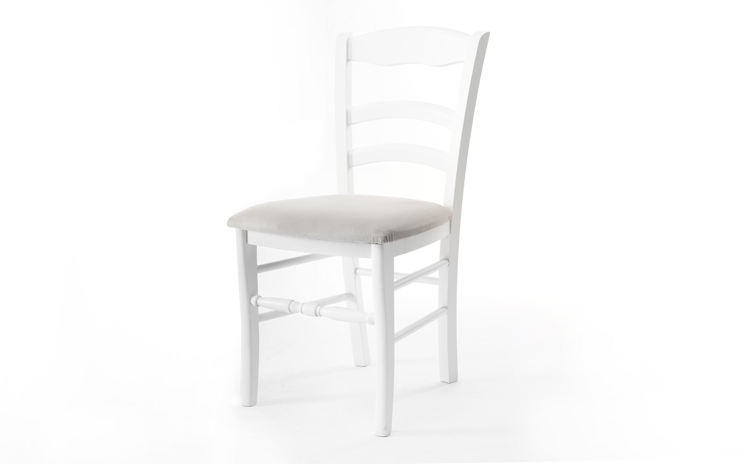 Трпезариски стол Ремон, бел со беж седиште  1