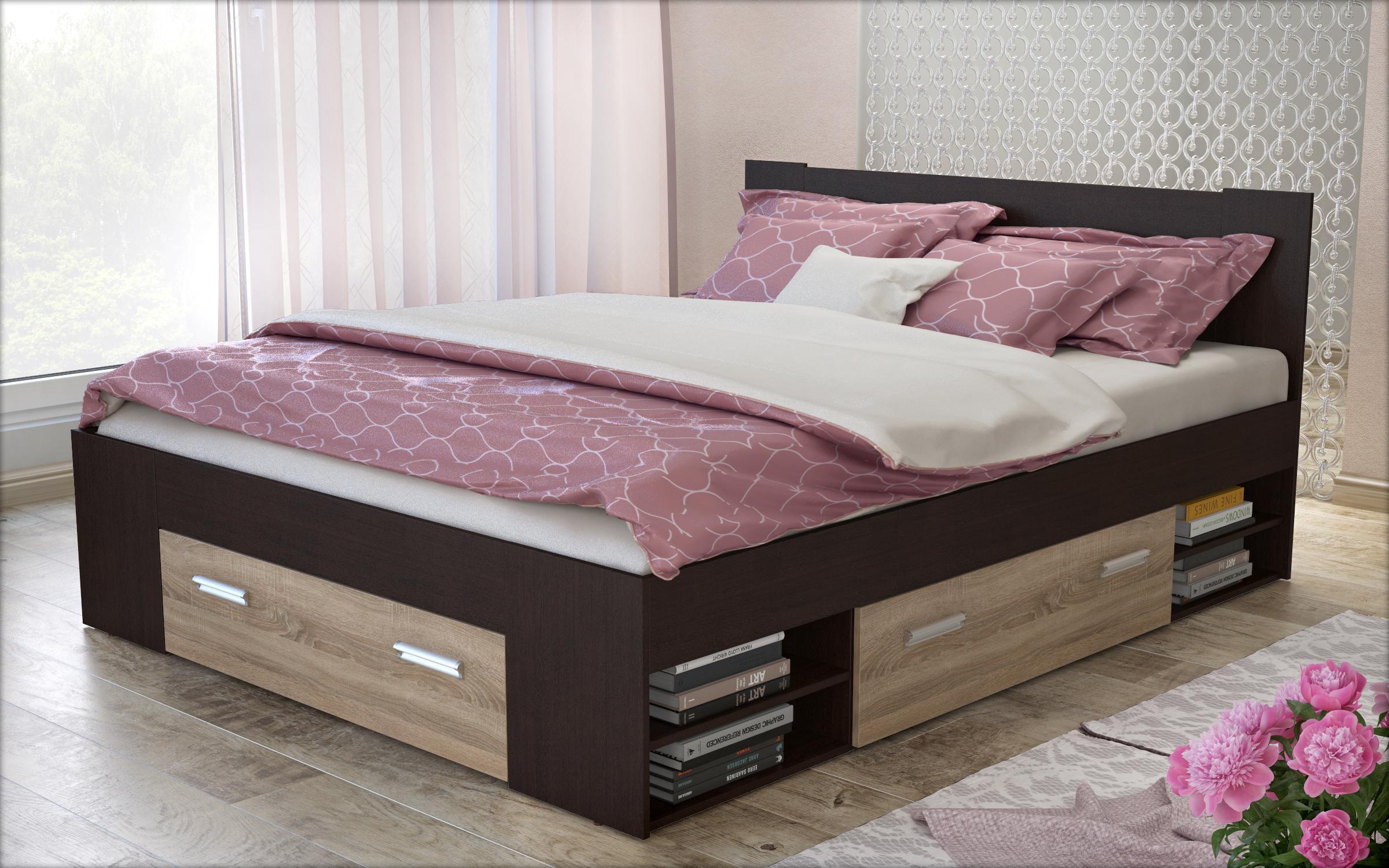 Спален комплет за душек 160/200 Алмаро, венге + даб сонома  4