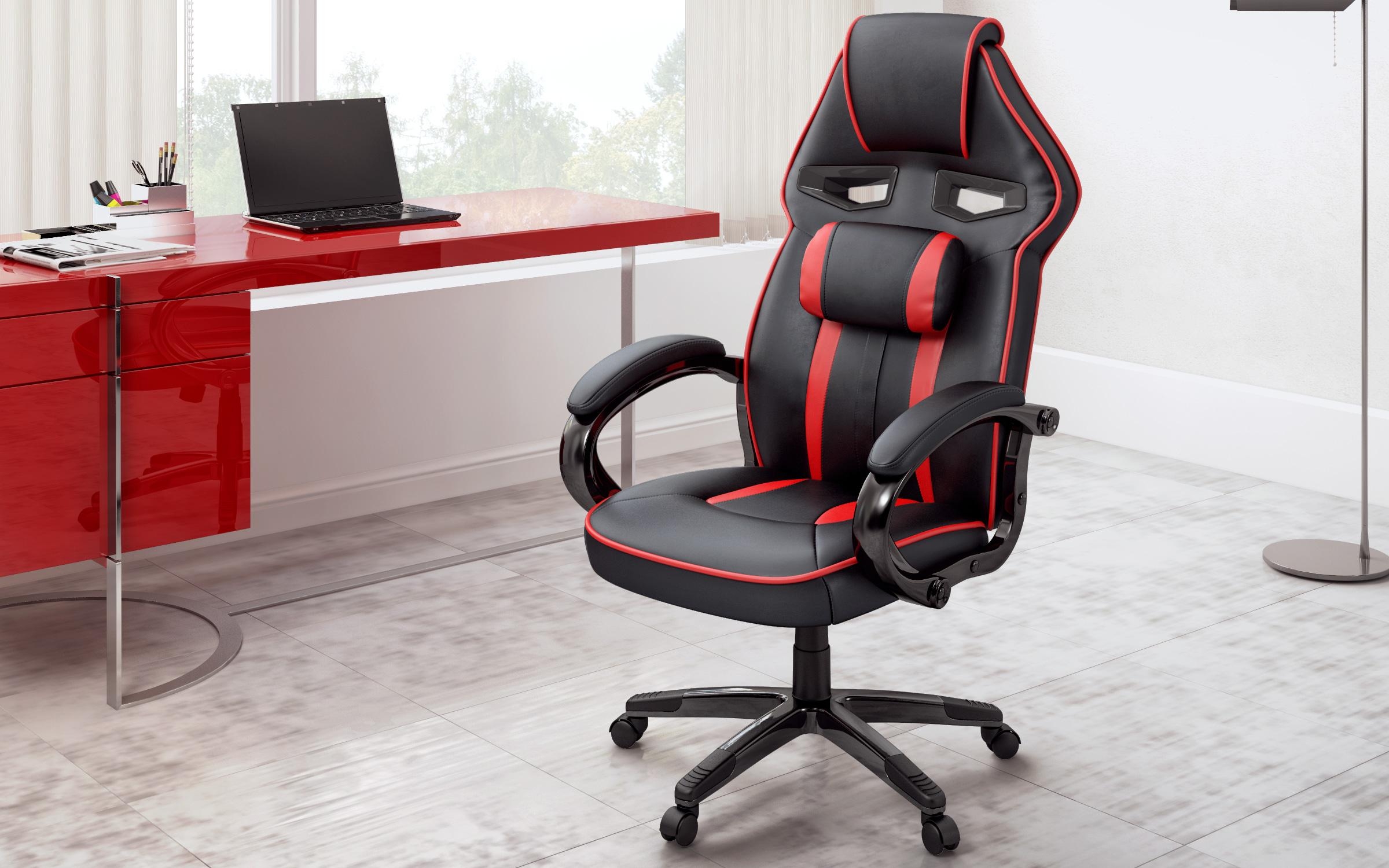 Канцелариски стол Фалко, црн + црвен  3