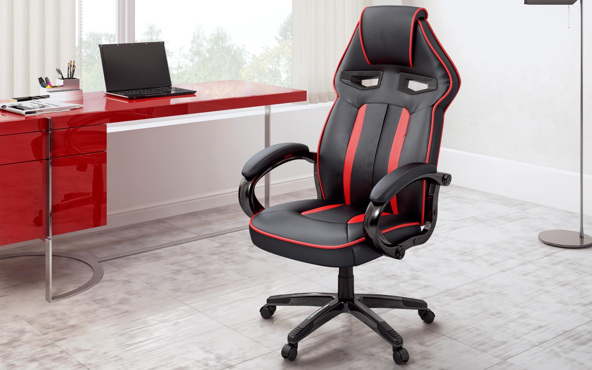 Канцелариски стол Фалко, црн + црвен  4