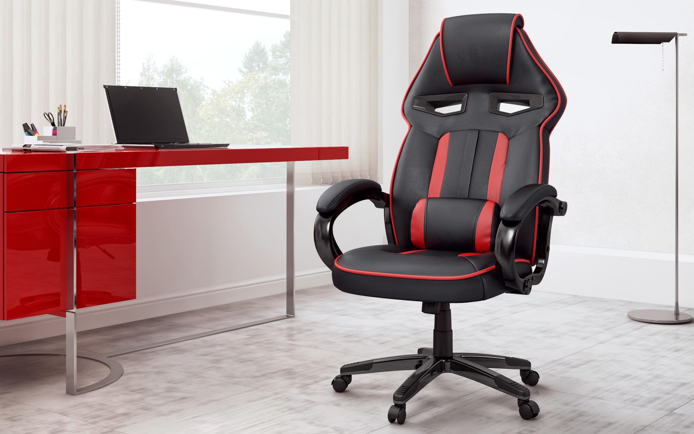Канцелариски стол Фалко, црн + црвен  5