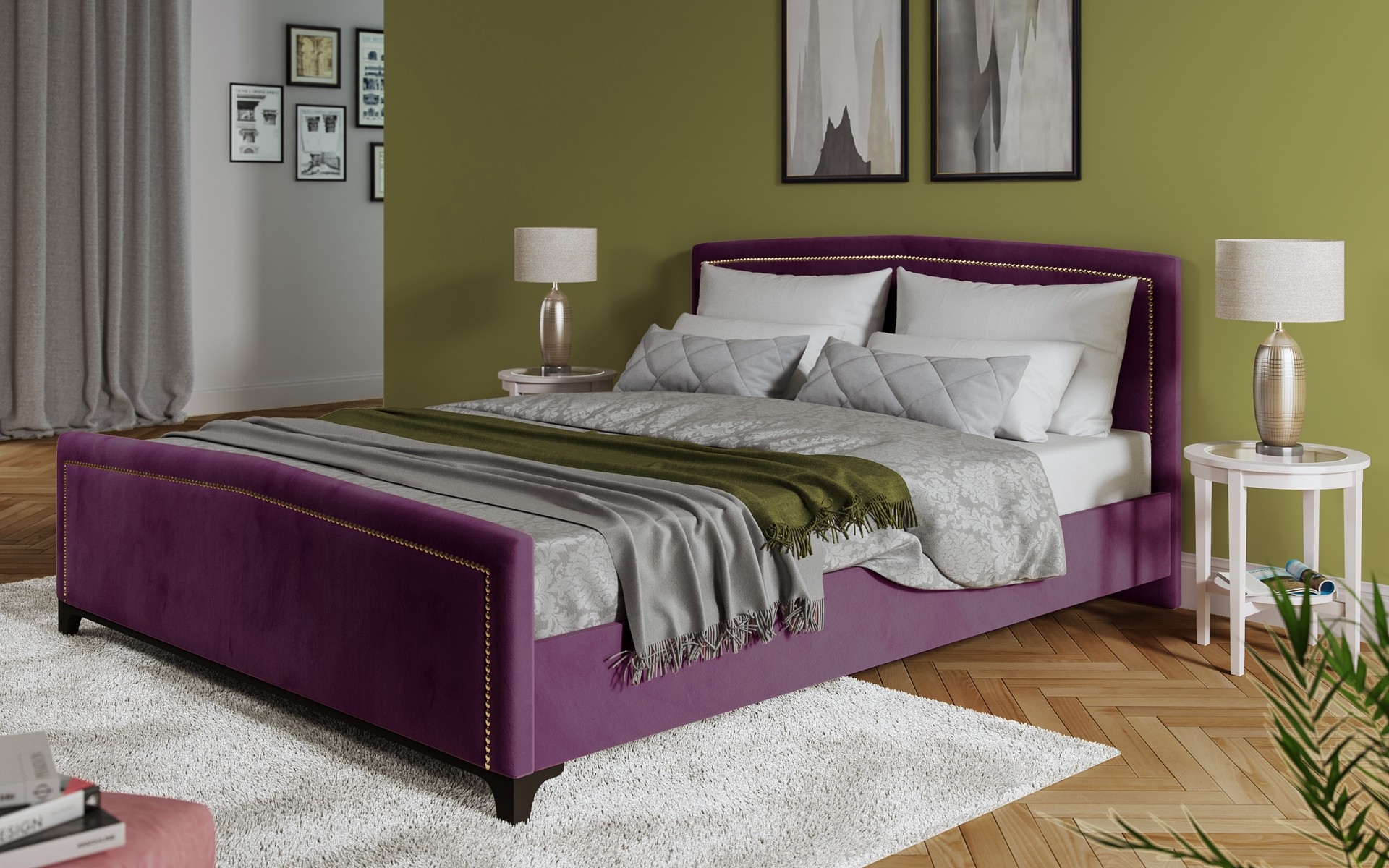 Спална Севена за двостран душек160/200, виолетова  1