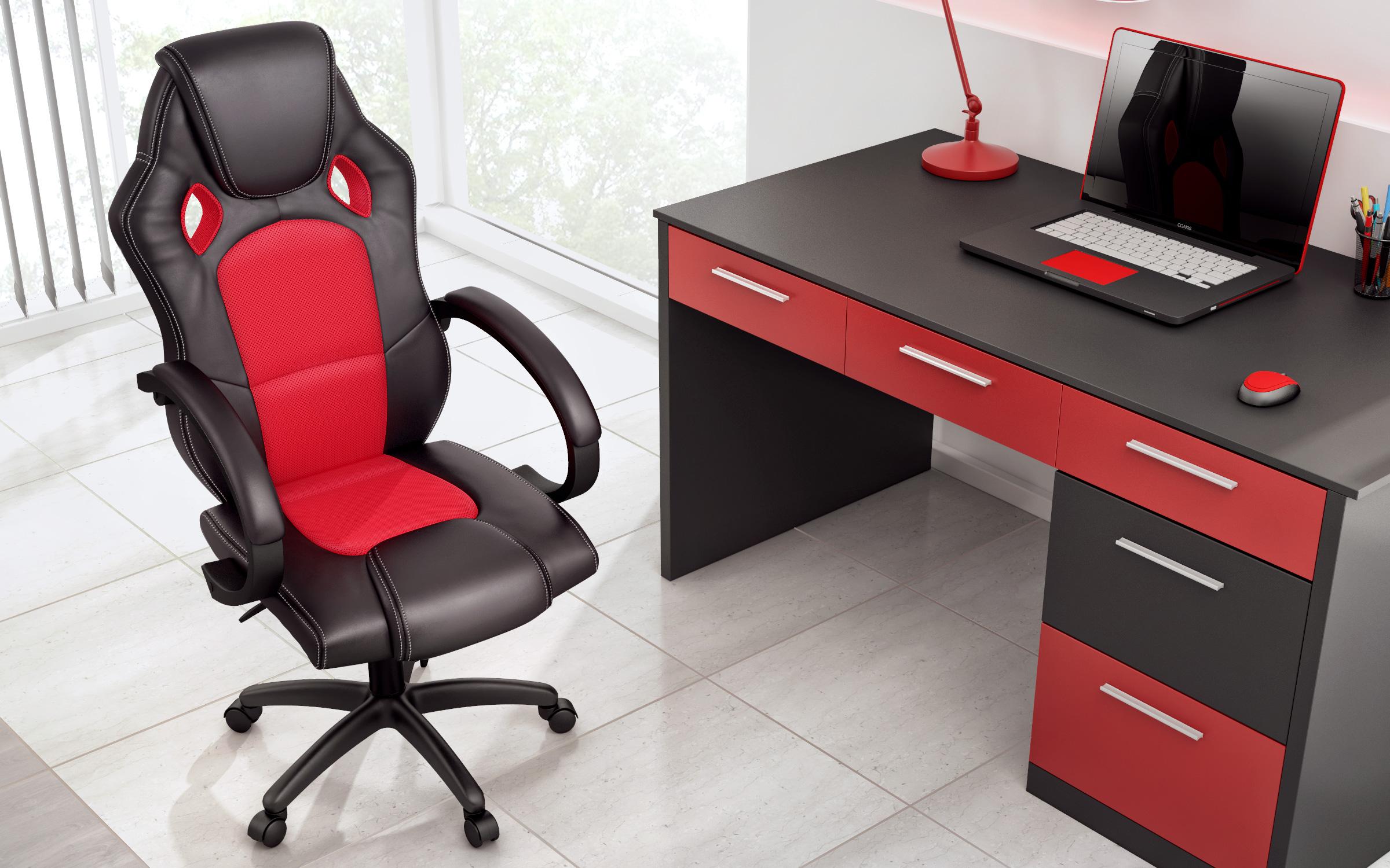 Канцелариски стол Арден, црн + црвен  2