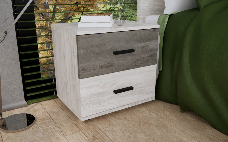 Ноќно шкафче Мате, светол artwood + бетон  1